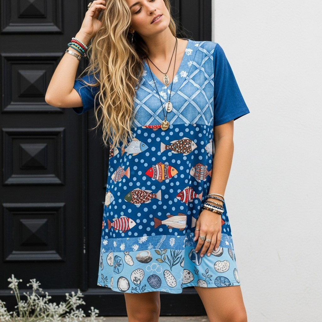 Summer Fish Print Dress