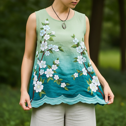 Women's Embroidered Floral Vest Top