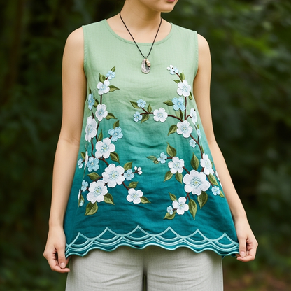 Women's Embroidered Floral Vest Top