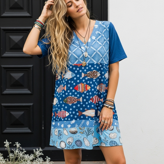 Summer Fish Print Dress