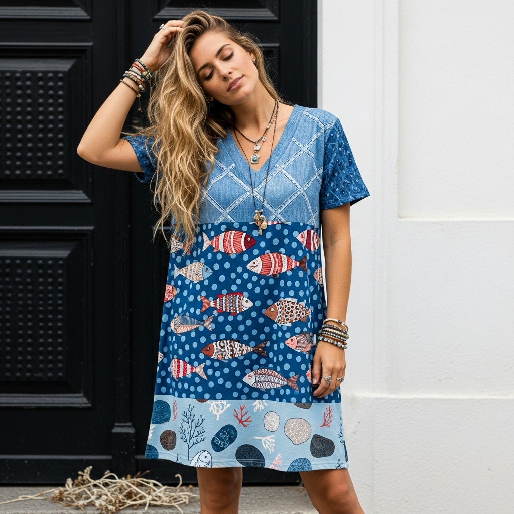 Summer Fish Print Dress