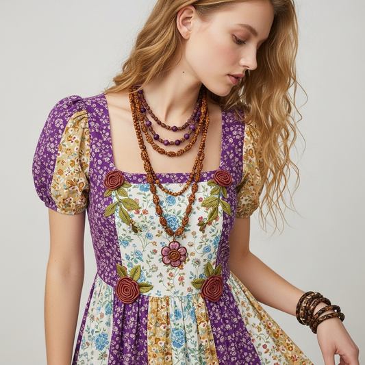 Boho Colorblocking Dress