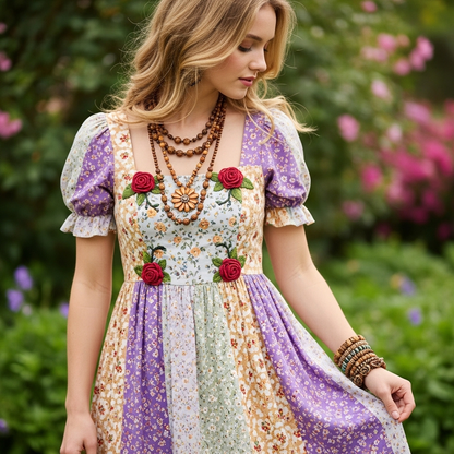 Boho Colorblocking Dress